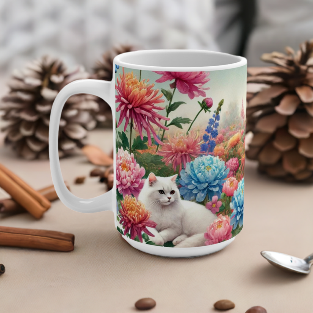 November Birth Month Flowers - Cat Lover - Mug 15oz   