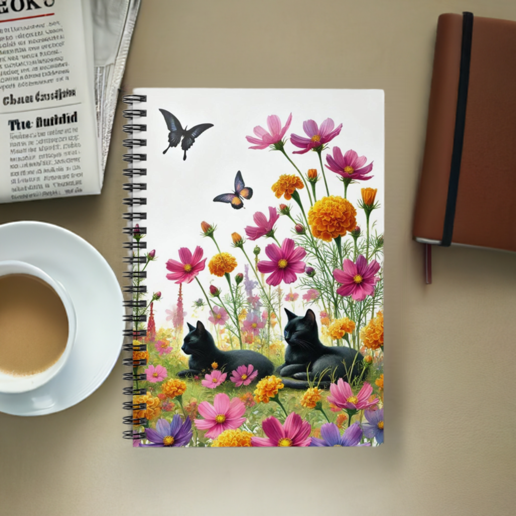 October Birth Flower - Cat Lover - Spiral Notebook - Ruled Line   