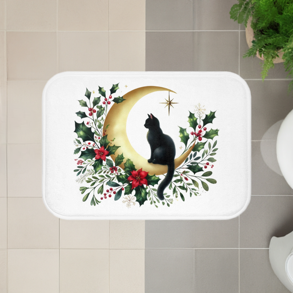 Winter Moon - Cat Lover - Bath Mat -24x17   