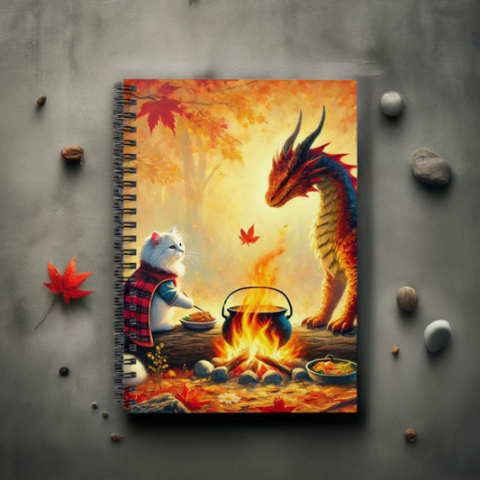 Dragon Fall Campfires - Cat Adventures - Spiral Notebook - Ruled Line   