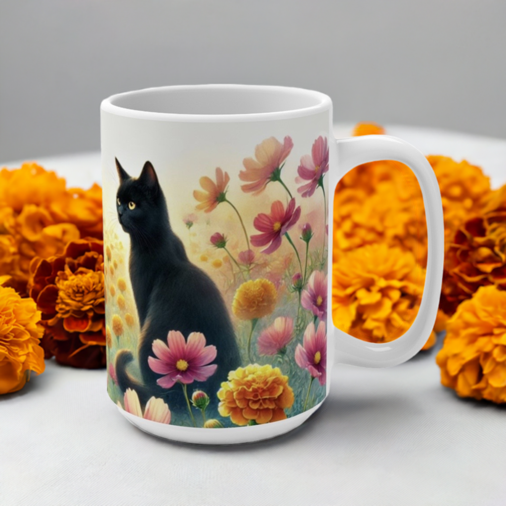 October Birth Month Flowers - Cat Lover - Mug 15oz   