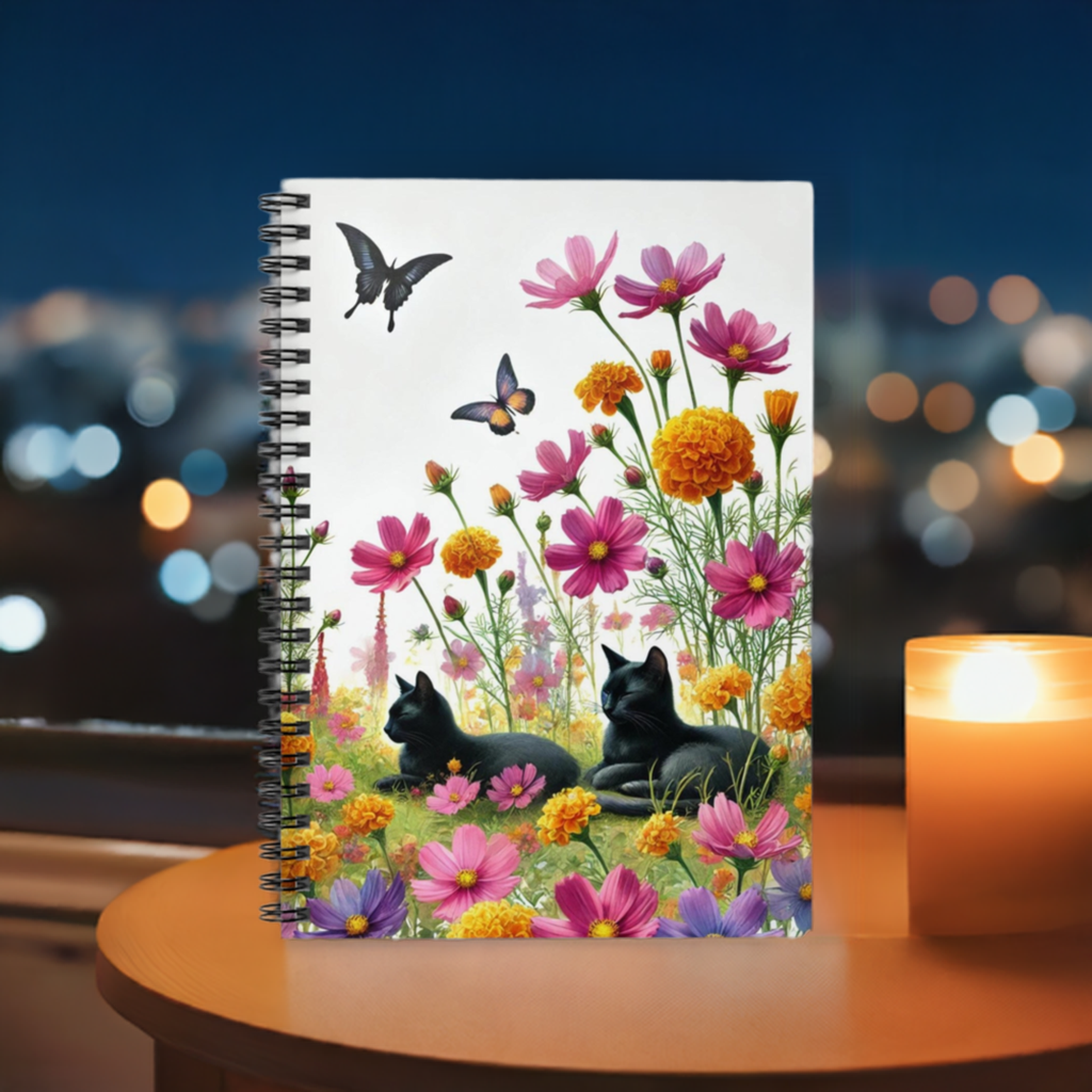 October Birth Flower - Cat Lover - Spiral Notebook - Ruled Line   