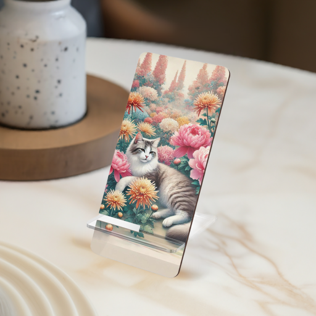 November Birth Flower - Cat Lover - Mobile Display Stand for Smartphones   