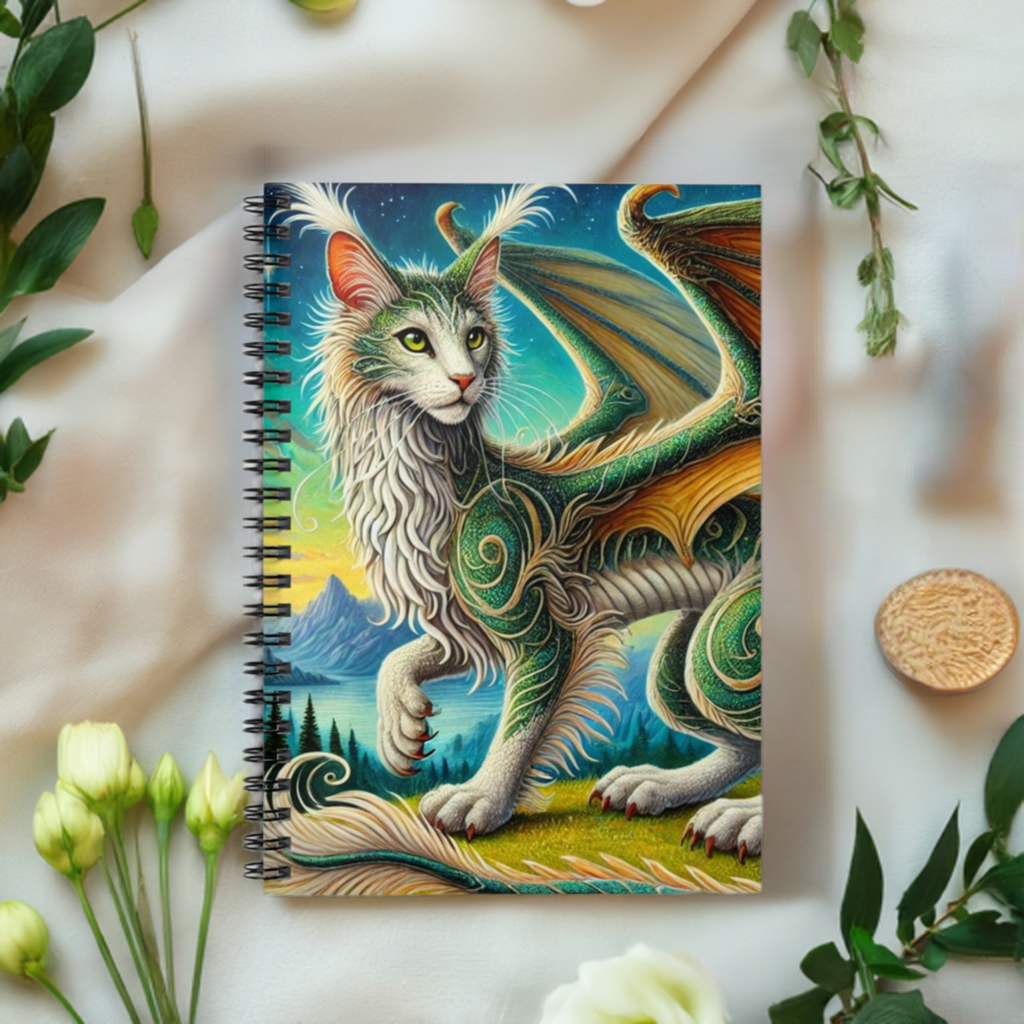 Magical Cragon - Cat Dragon - Spiral Notebook - Ruled Line   