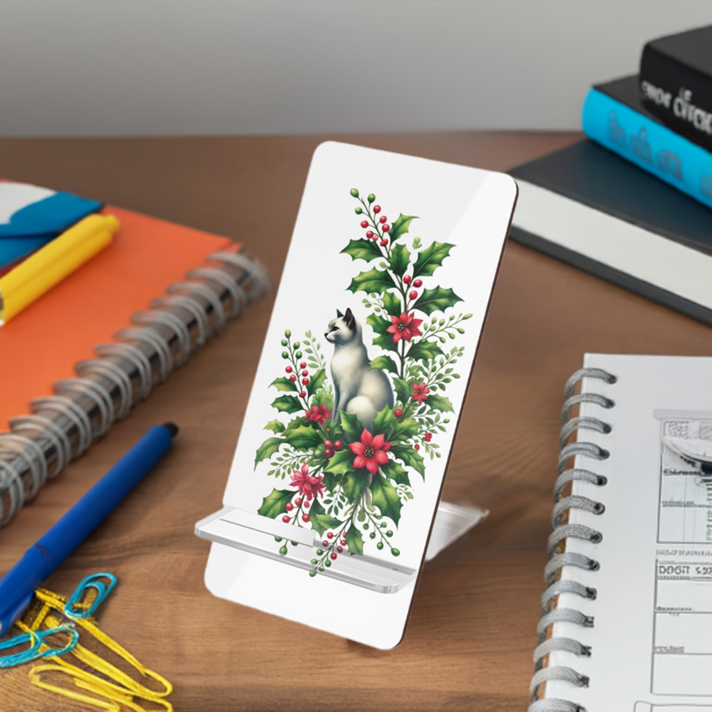 December Birth Flower - Cat Lover - Mobile Phone Stand for Smartphones   