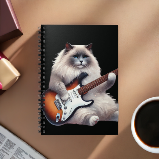 Guitar - Cat Musician - Spiral Notebook - Ruled Line   