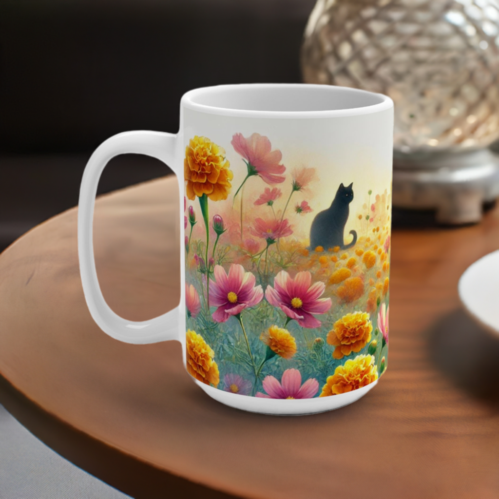 October Birth Month Flowers - Cat Lover - Mug 15oz   