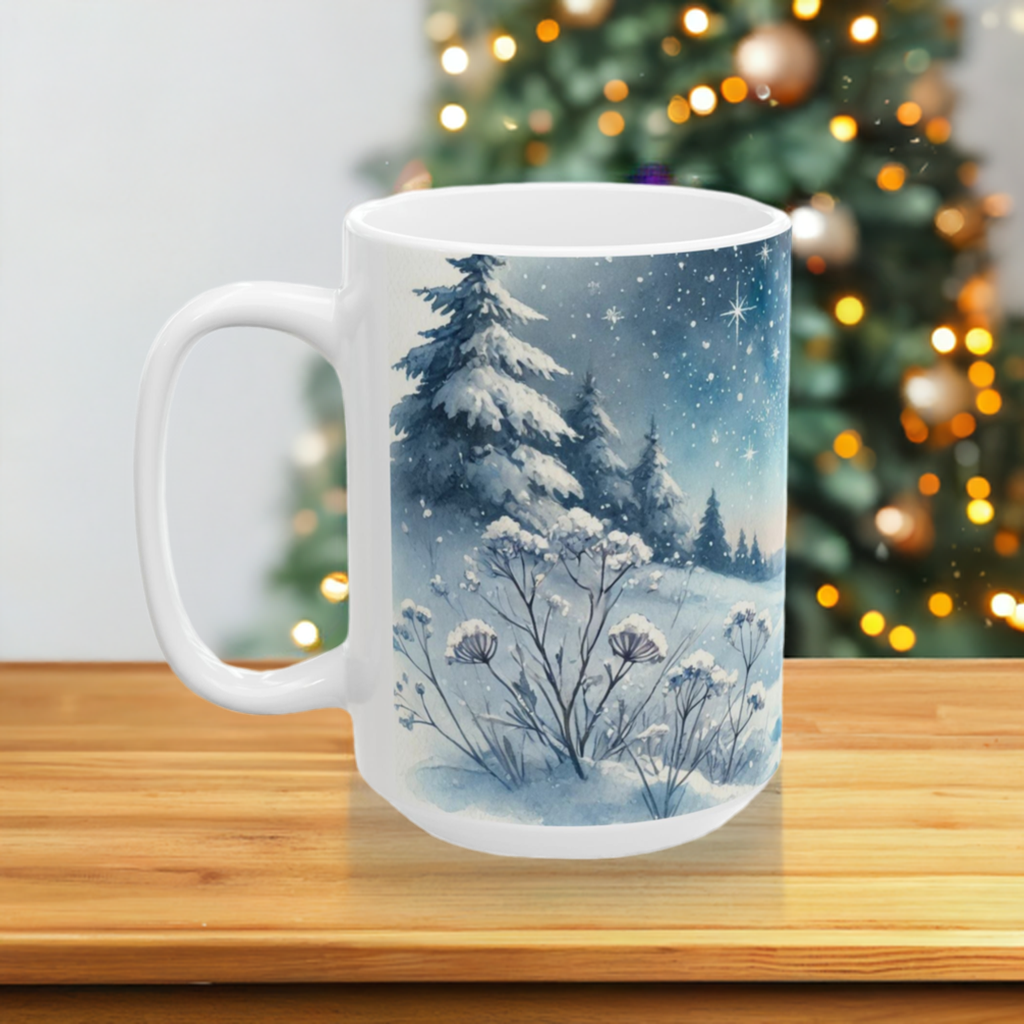 Winter Star Gazing - Cat Lover - Ceramic Mug, (11oz, 15oz)   