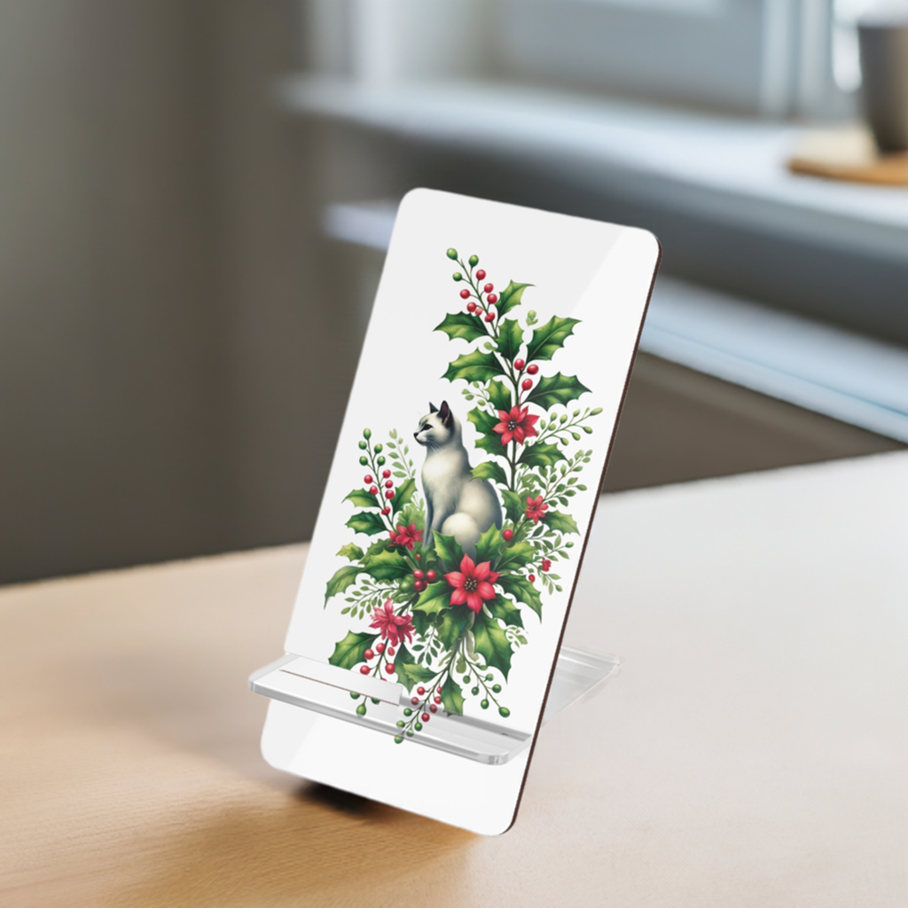 December Birth Flower - Cat Lover - Mobile Phone Stand for Smartphones   