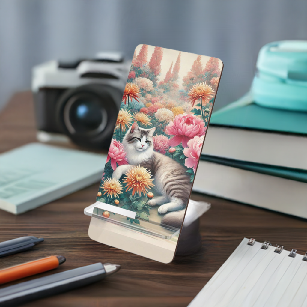 November Birth Flower - Cat Lover - Mobile Display Stand for Smartphones   