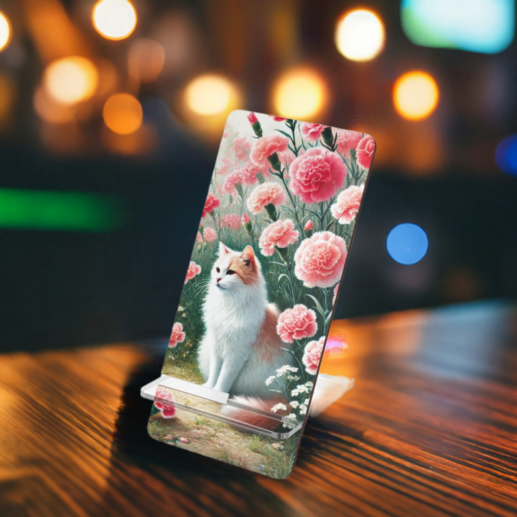 January Birth Flower - Cat Lover - Mobile Display Stand for Smartphones   