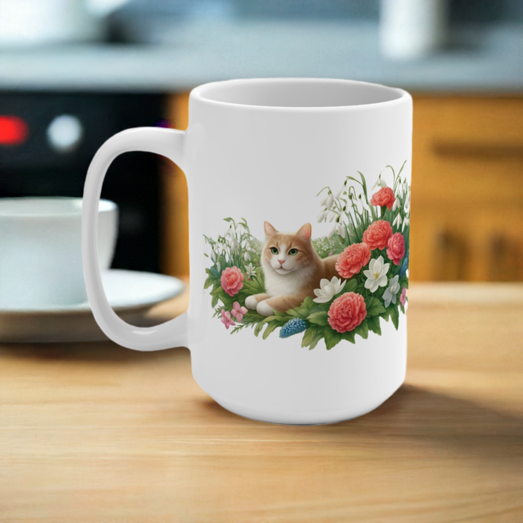 January Birth Flower - Cat Lover - Mug 15oz   