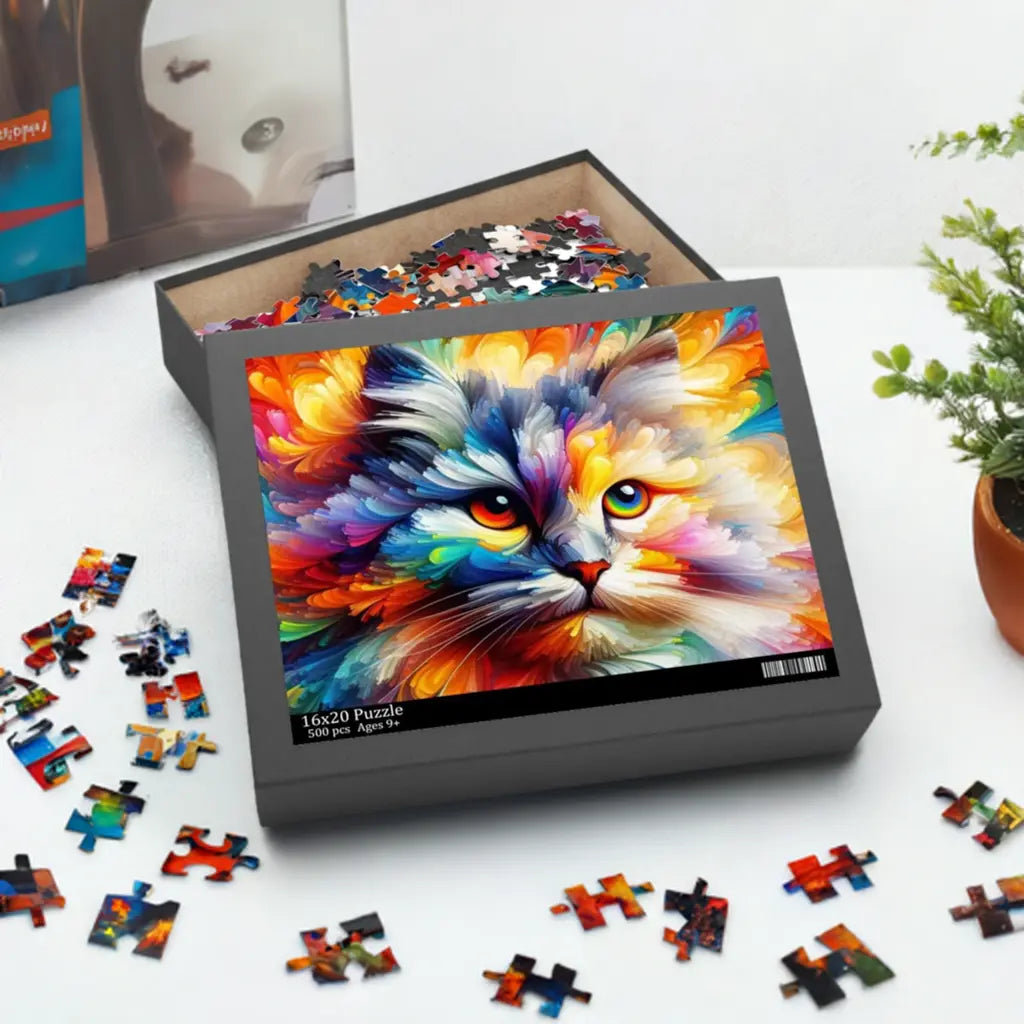 Abstract Watercolor Cat Puzzle (120, 252, 500-Piece) - Montecore PawPrints