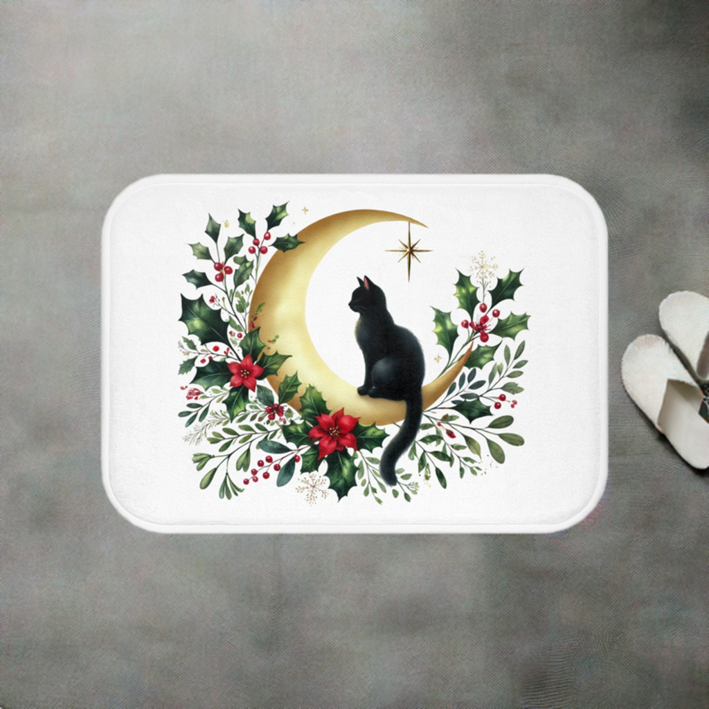 Winter Moon - Cat Lover - Bath Mat -24x17   