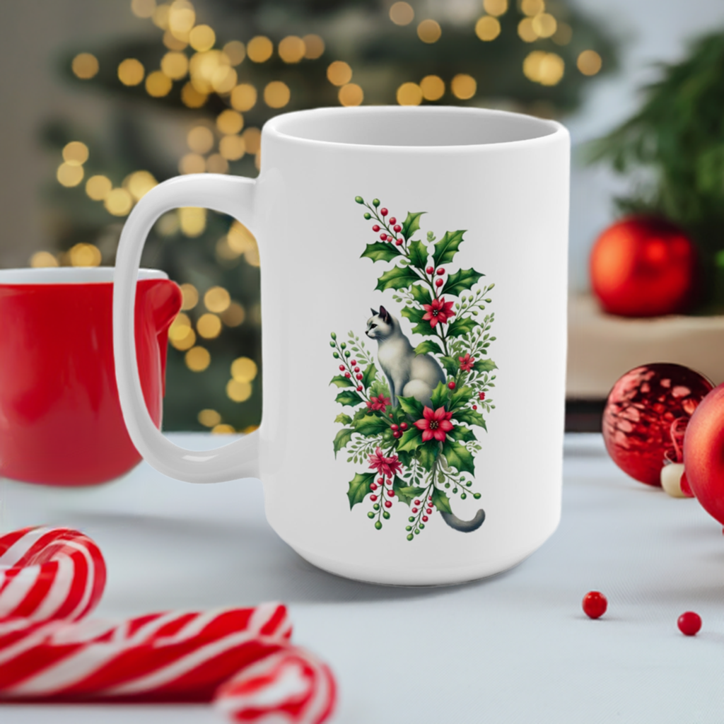 December Birth Flower - Cat Lover - Mug 15oz   