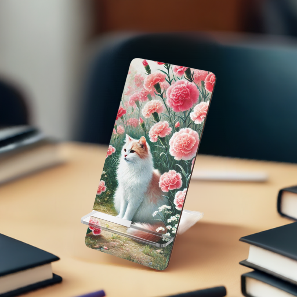 January Birth Flower - Cat Lover - Mobile Display Stand for Smartphones   