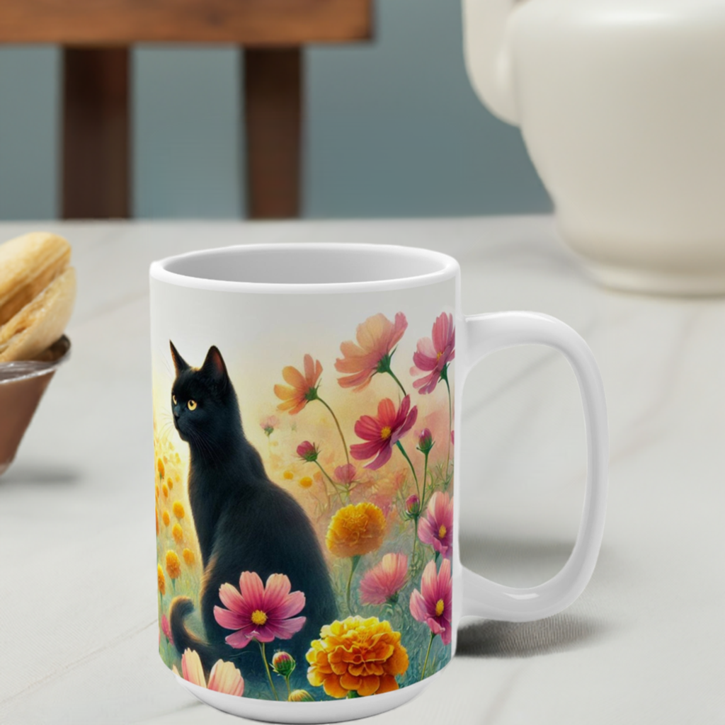 October Birth Month Flowers - Cat Lover - Mug 15oz   