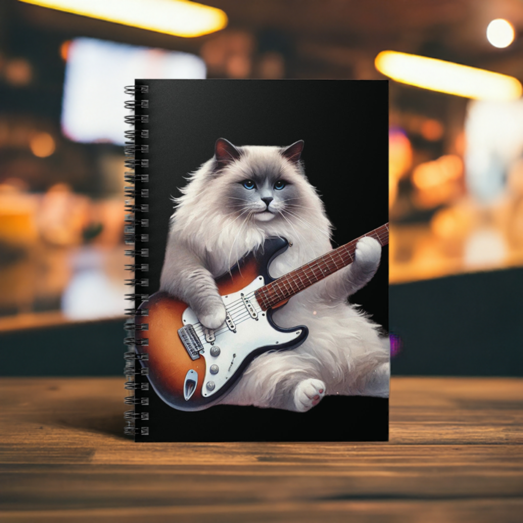 Guitar - Cat Musician - Spiral Notebook - Ruled Line   