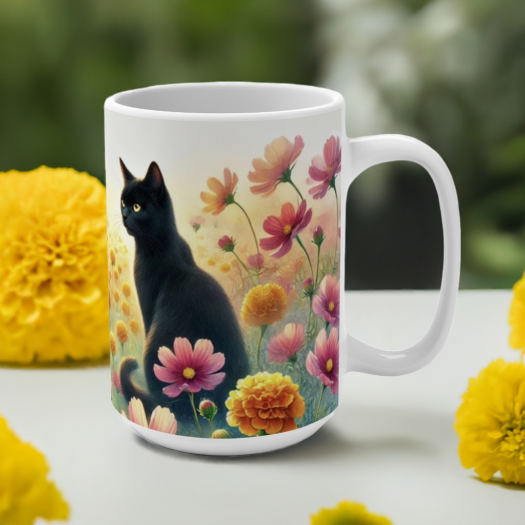 October Birth Month Flowers - Cat Lover - Mug 15oz   