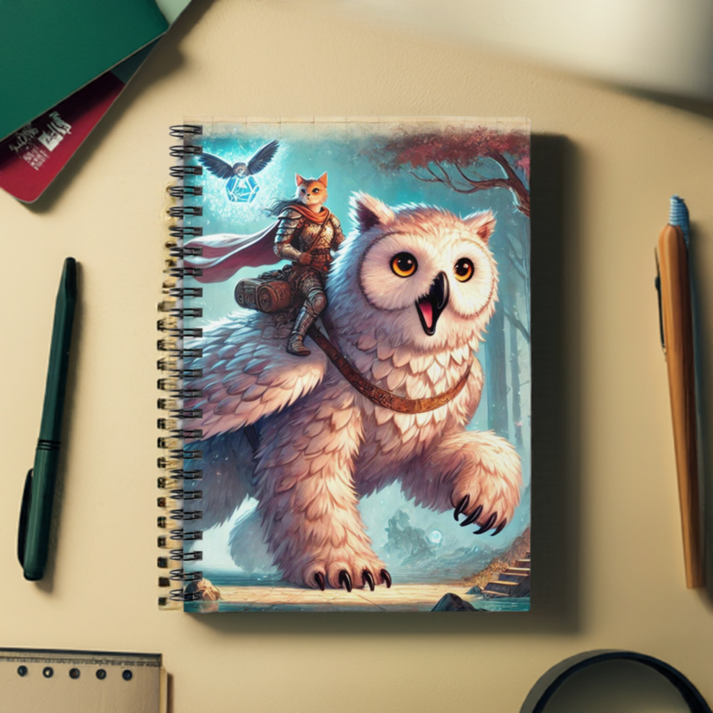 Bear Owl - Cat Rider - Dungeons and Dragons - Spiral Notebook - Ruled Line   