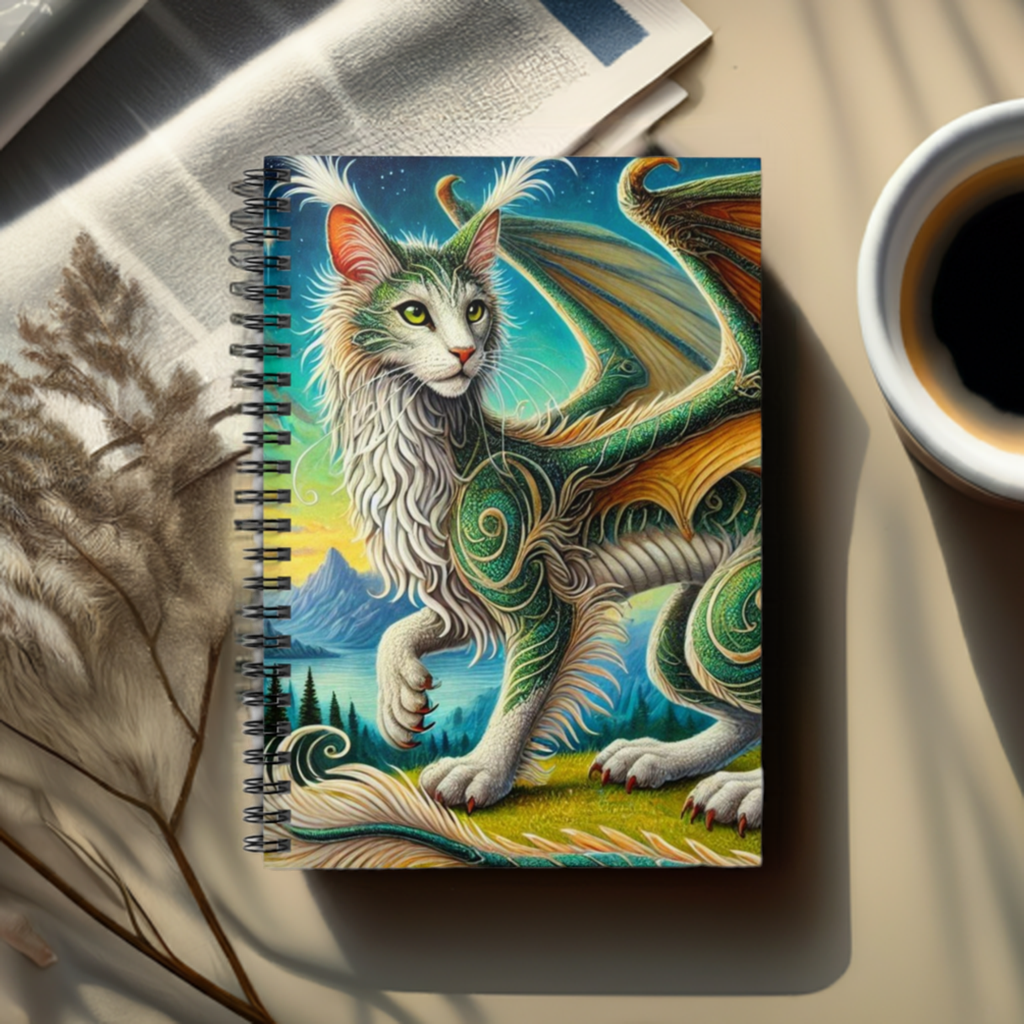 Magical Cragon - Cat Dragon - Spiral Notebook - Ruled Line   