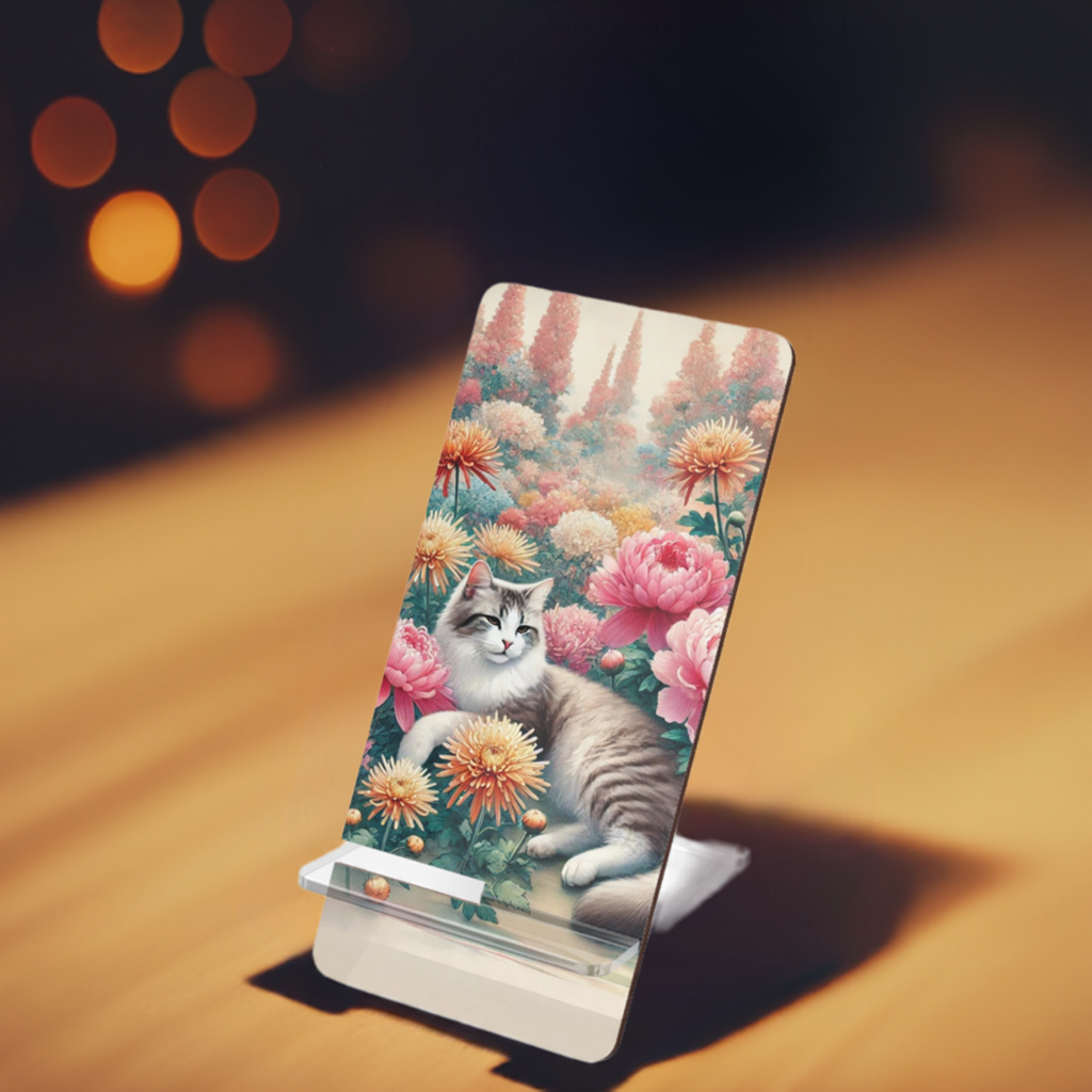 November Birth Flower - Cat Lover - Mobile Display Stand for Smartphones   