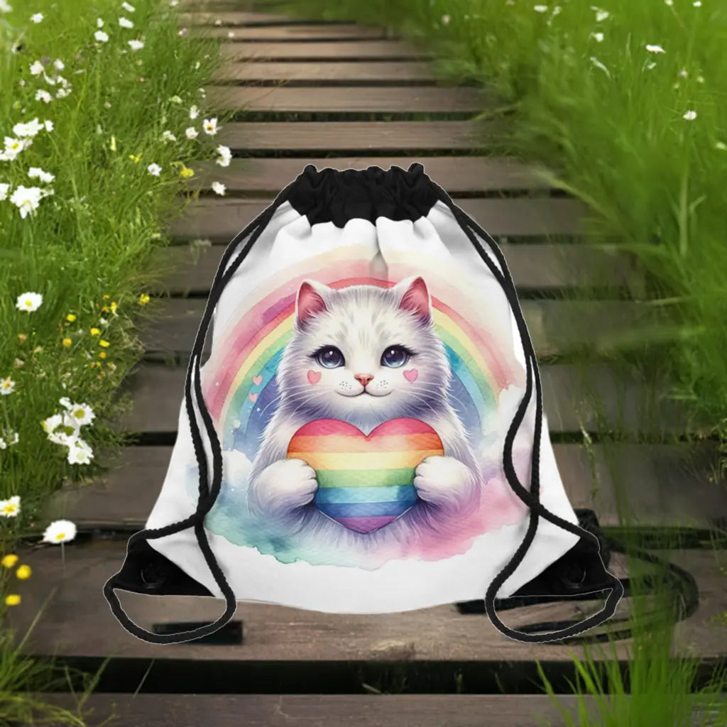 Rainbow Cat - Cat Lover - Drawstring Bag   