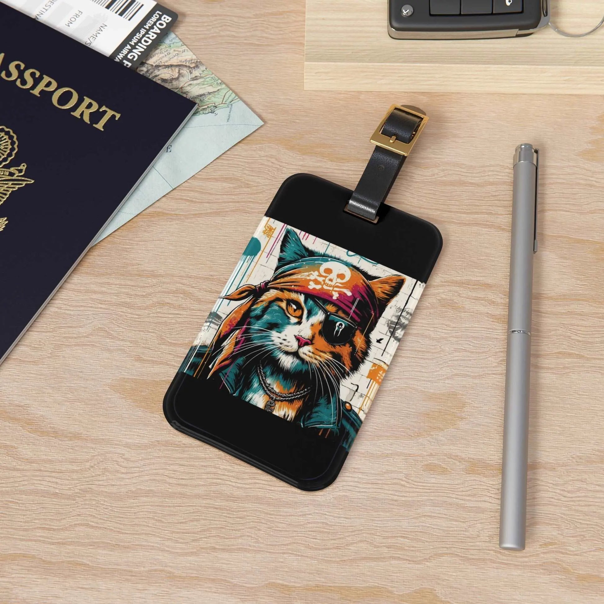 Graffiti Cat Pirate - Luggage Tag - Accessories