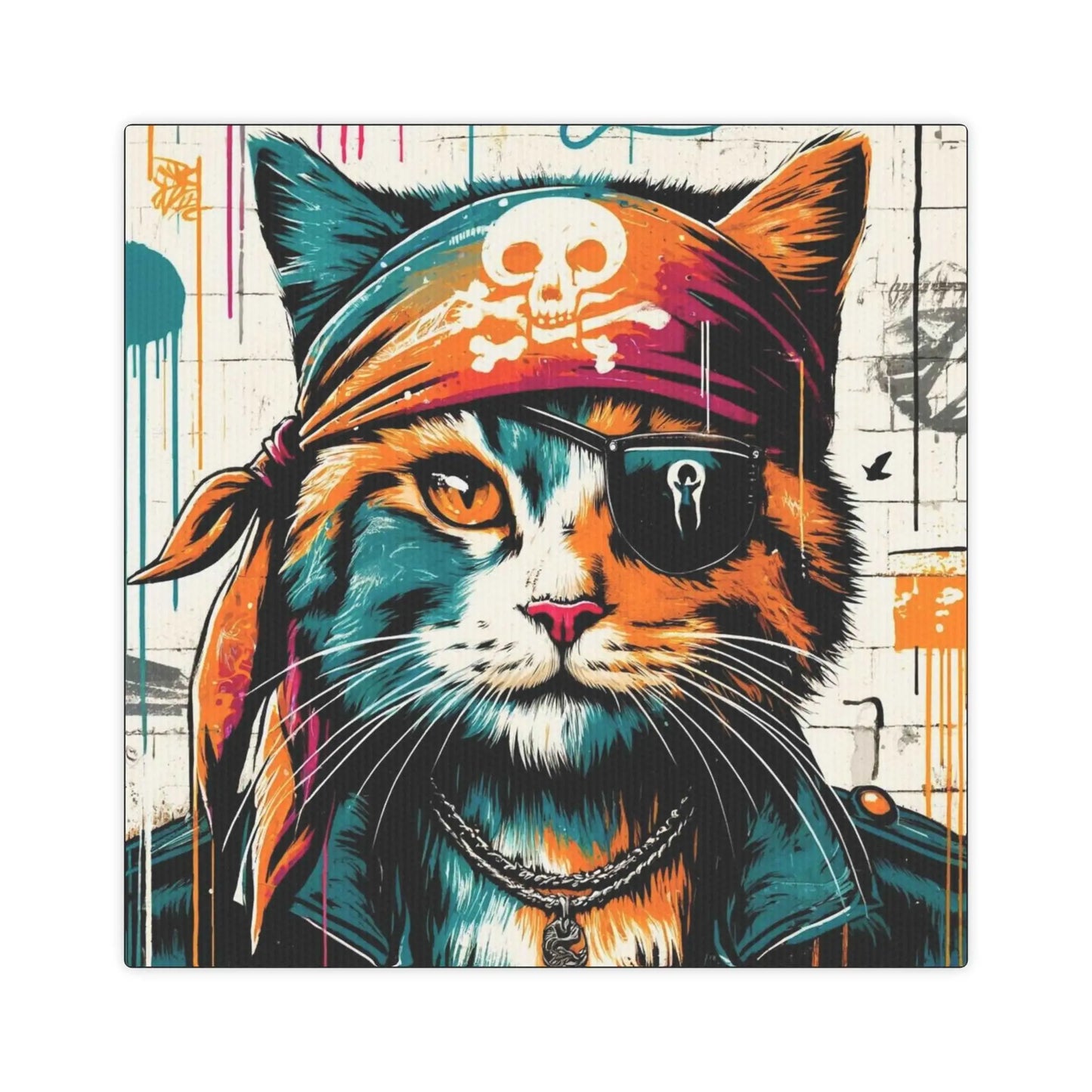 Graffiti Cat Pirate - Wall Art Decor - Canvas