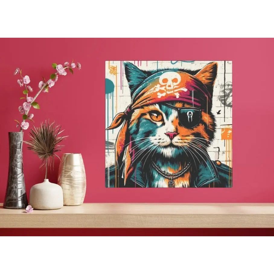 Graffiti Cat Pirate - Wall Art Decor - Canvas