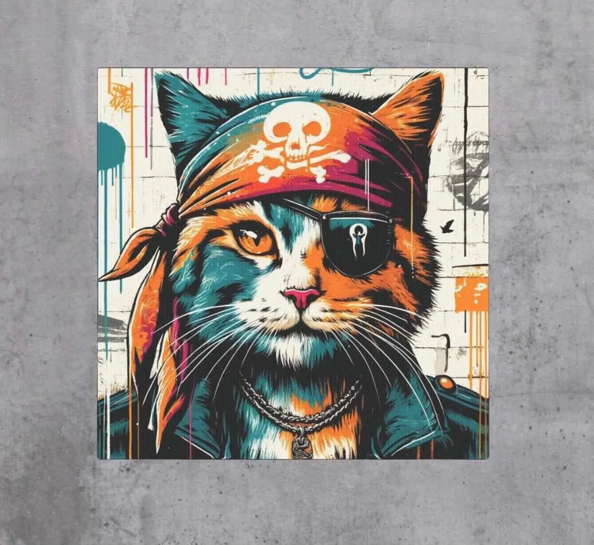 Graffiti Cat Pirate - Wall Art Decor - Canvas