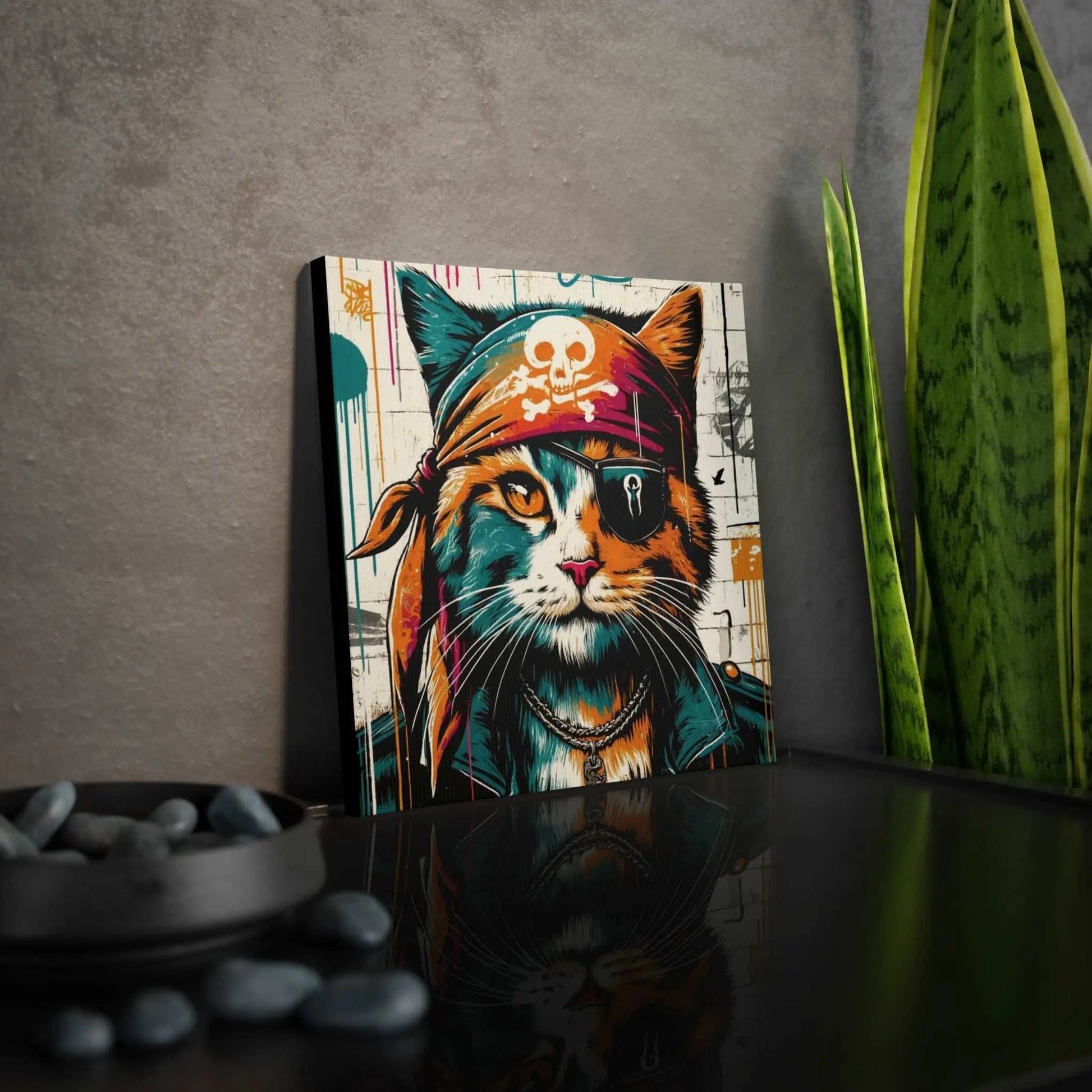 Graffiti Cat Pirate - Wall Art Decor - Canvas