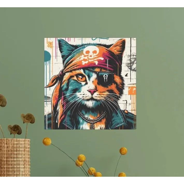 Graffiti Cat Pirate - Wall Art Decor - Canvas