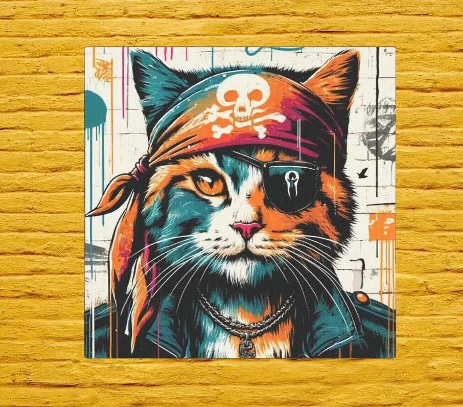 Graffiti Cat Pirate - Wall Art Decor - Canvas