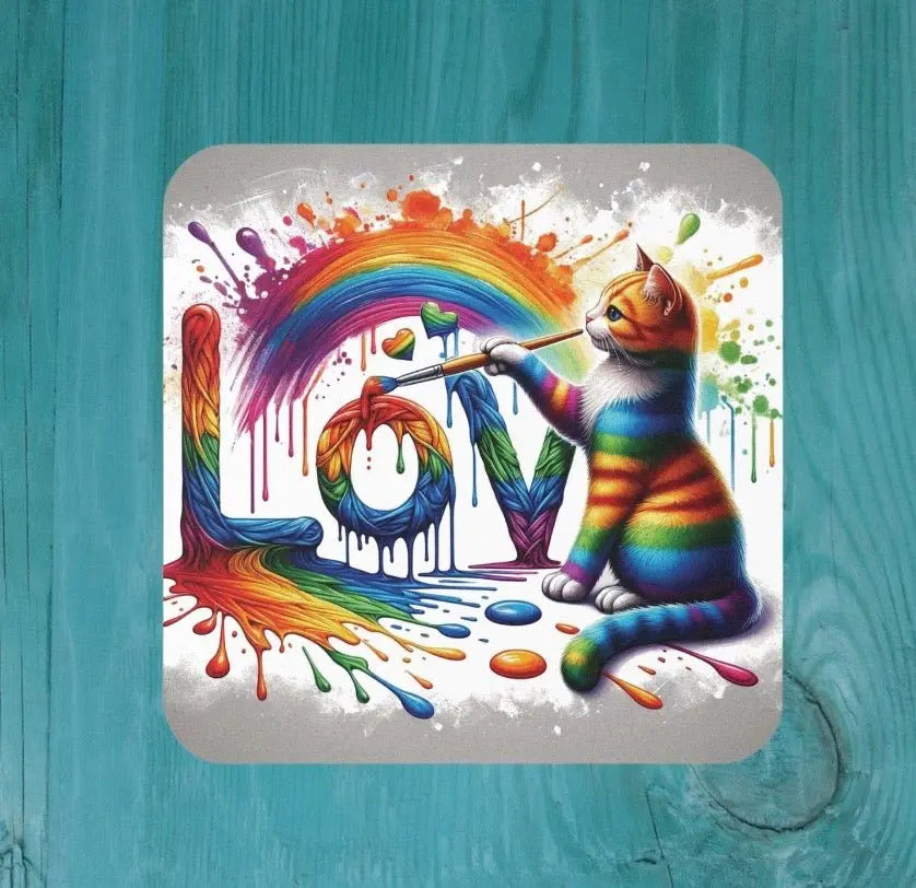 Graffiti Love Cat Decor - Coaster - Home Decor