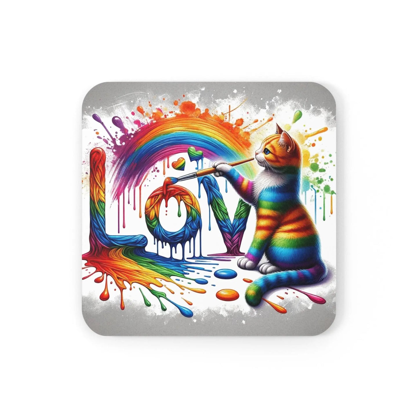 Graffiti Love Cat Decor - Coaster - Home Decor