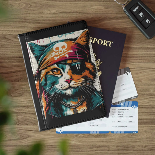 Graffiti Pirate Cat - Passport Cover - Accessories