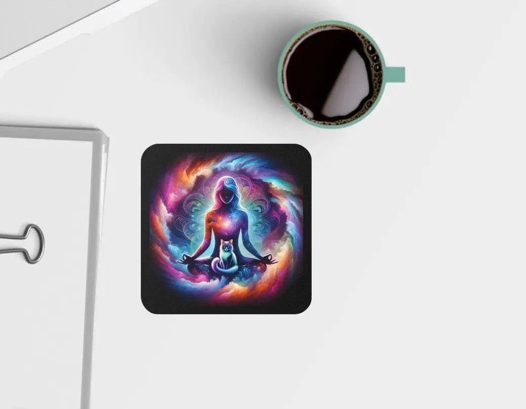 Graphic Coaster - Black - Karma is a Cat - Home Decor