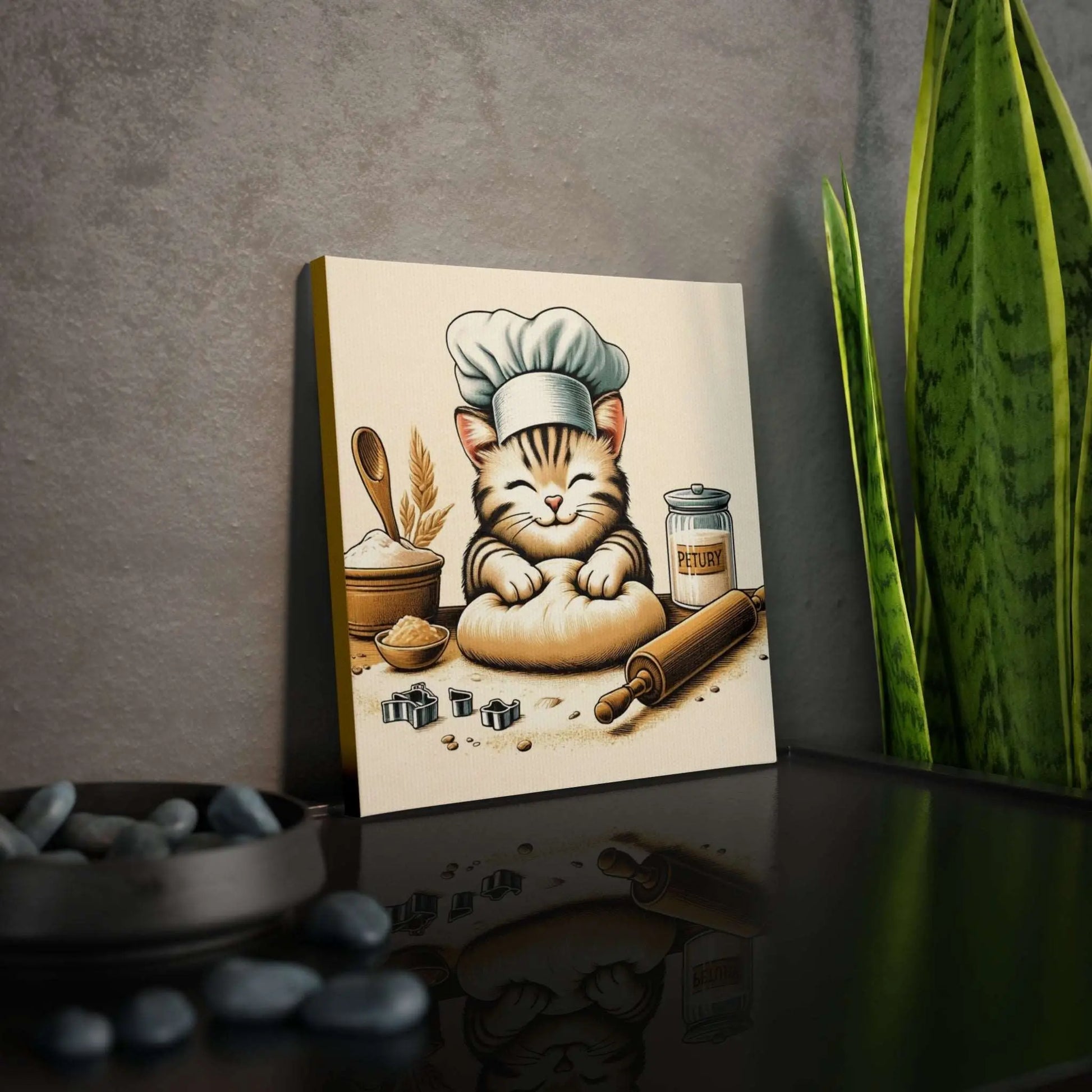 Kitten Making Biscuits - Kitchen Wall Art Decor - Canvas