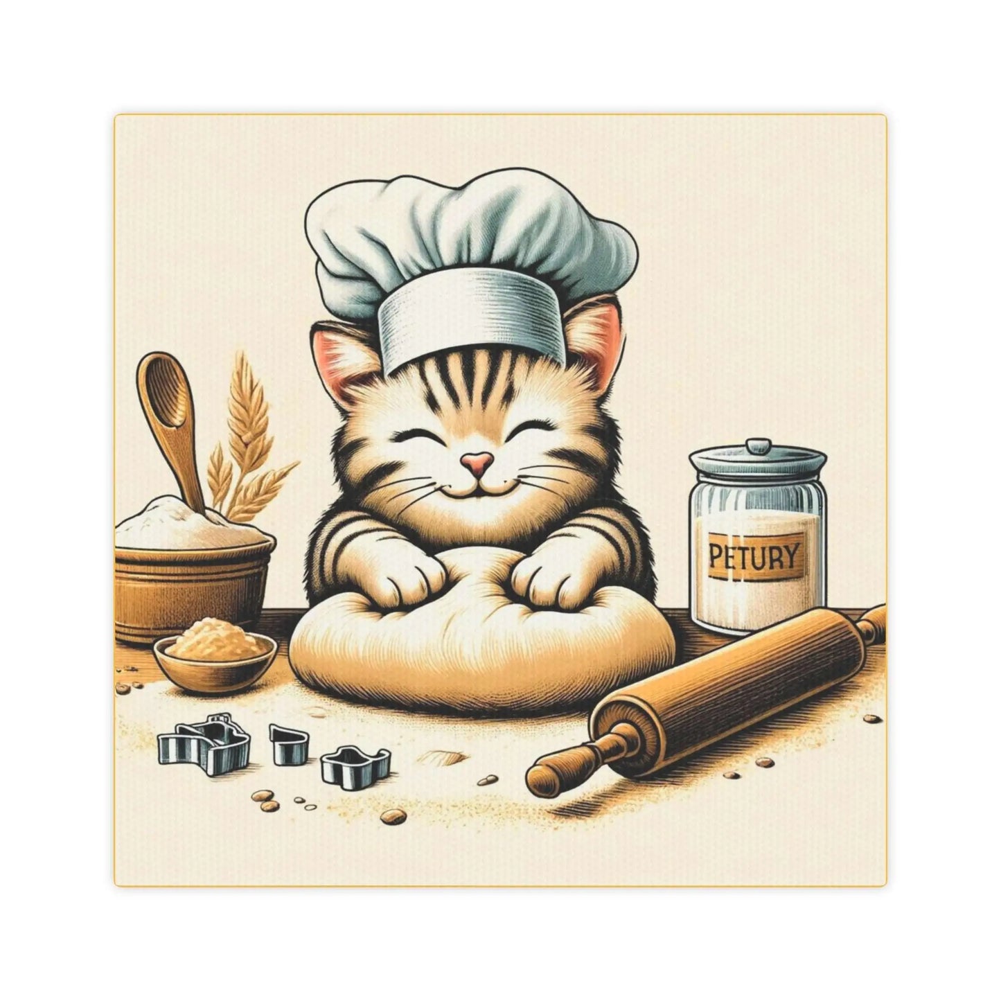 Kitten Making Biscuits - Kitchen Wall Art Decor - Canvas