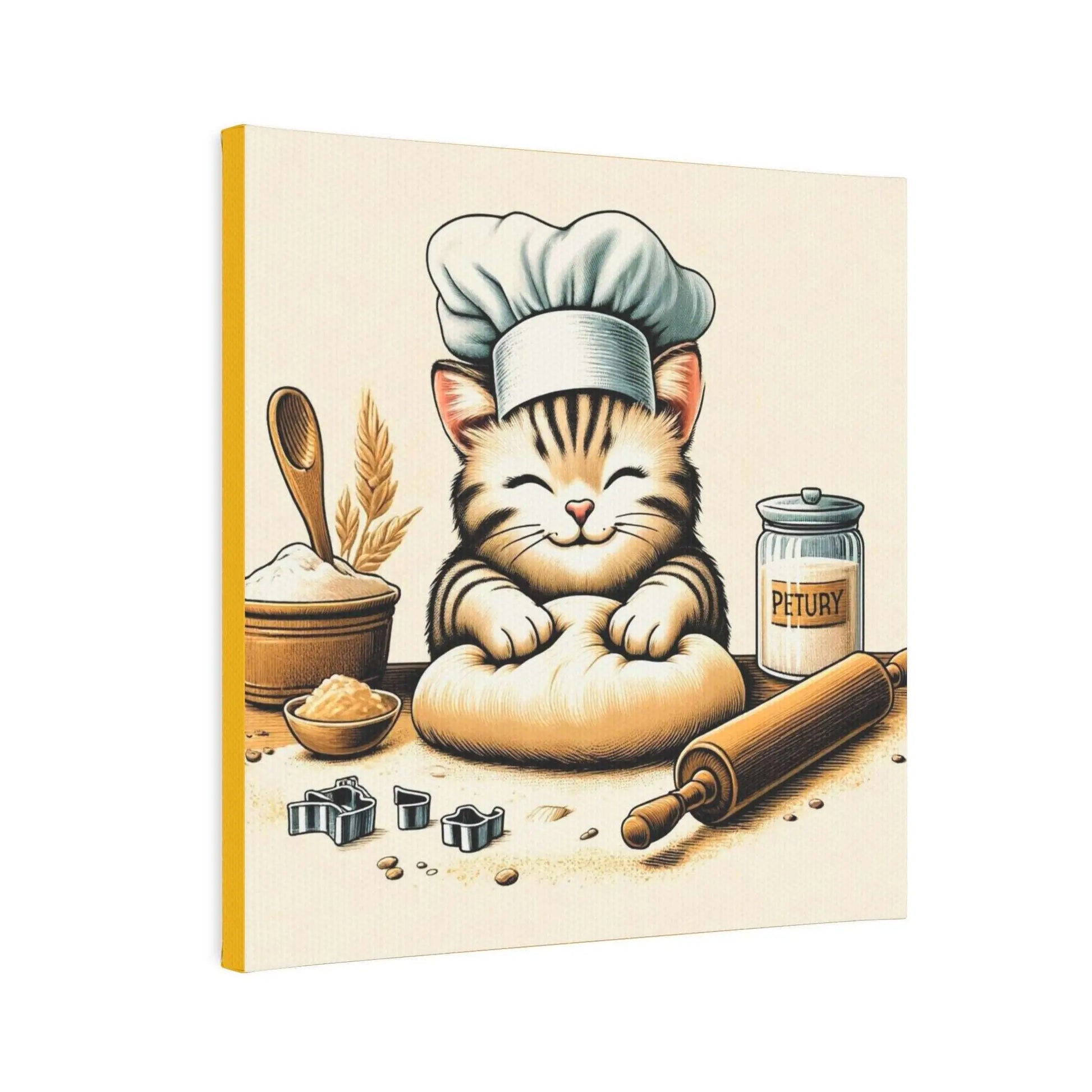 Kitten Making Biscuits - Kitchen Wall Art Decor - Canvas