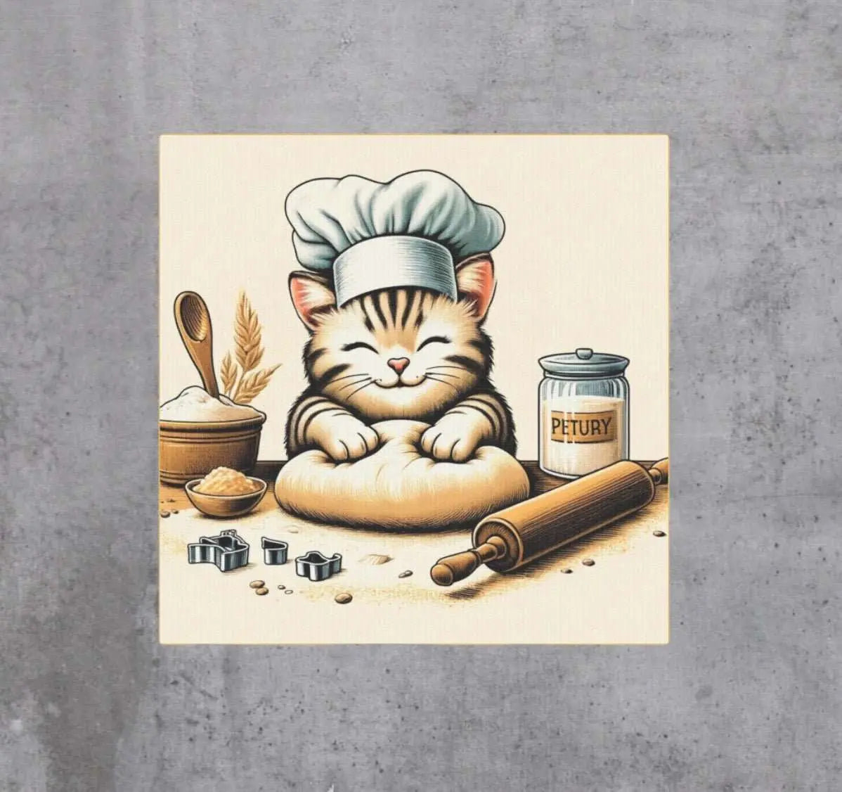 Kitten Making Biscuits - Kitchen Wall Art Decor - Canvas