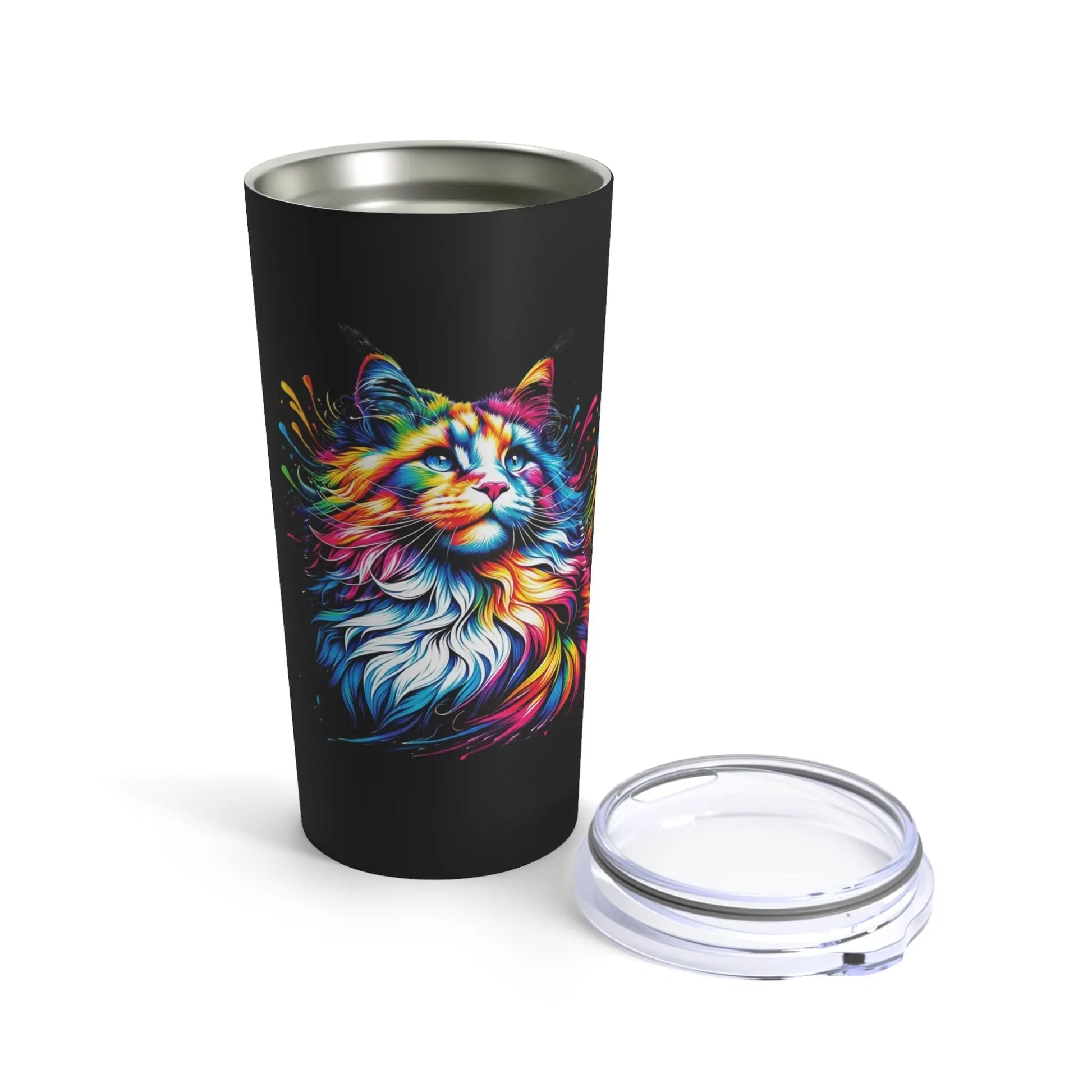 Maine Coon Rainbow Drops - Cat Lover Player Stainless Steel Travel Cup With Lid - Mug