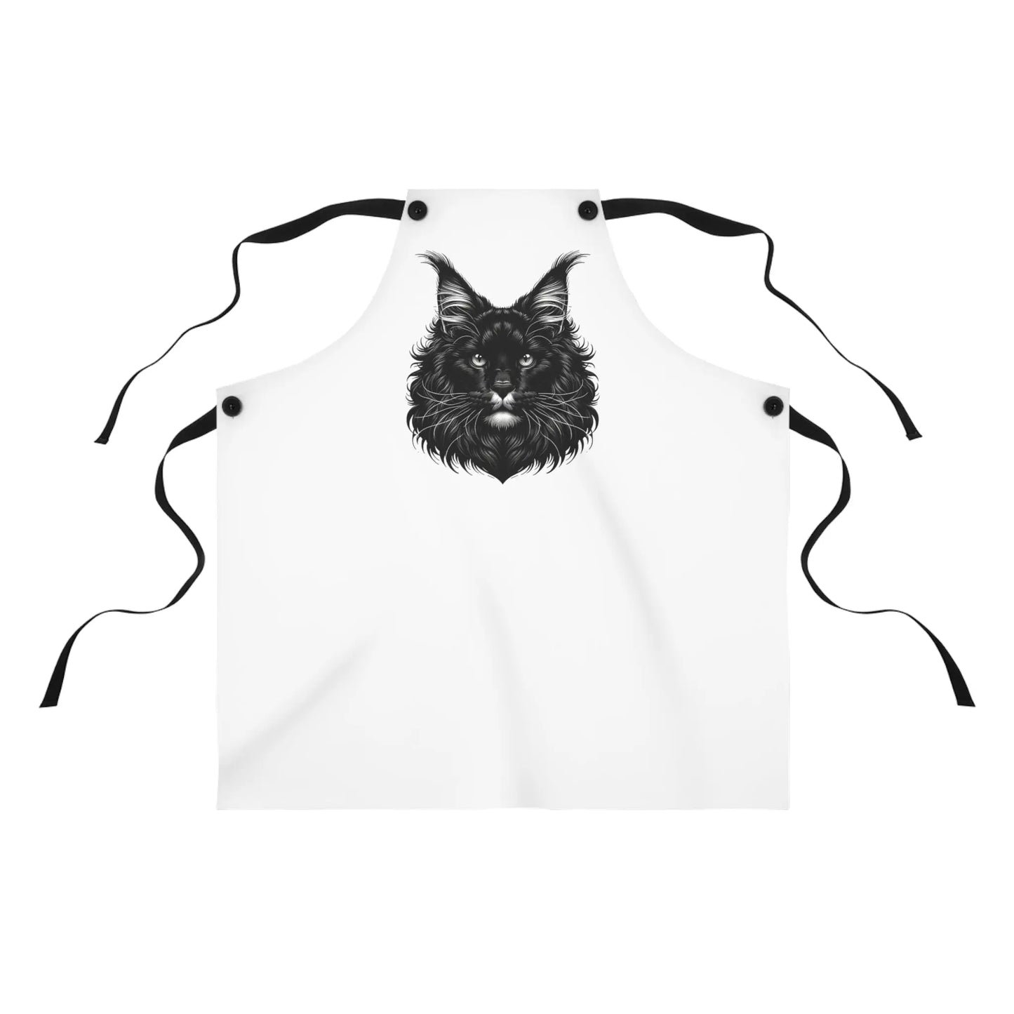 Maine Coon Cat - Apron - White Aron with Black Cat - Accessories