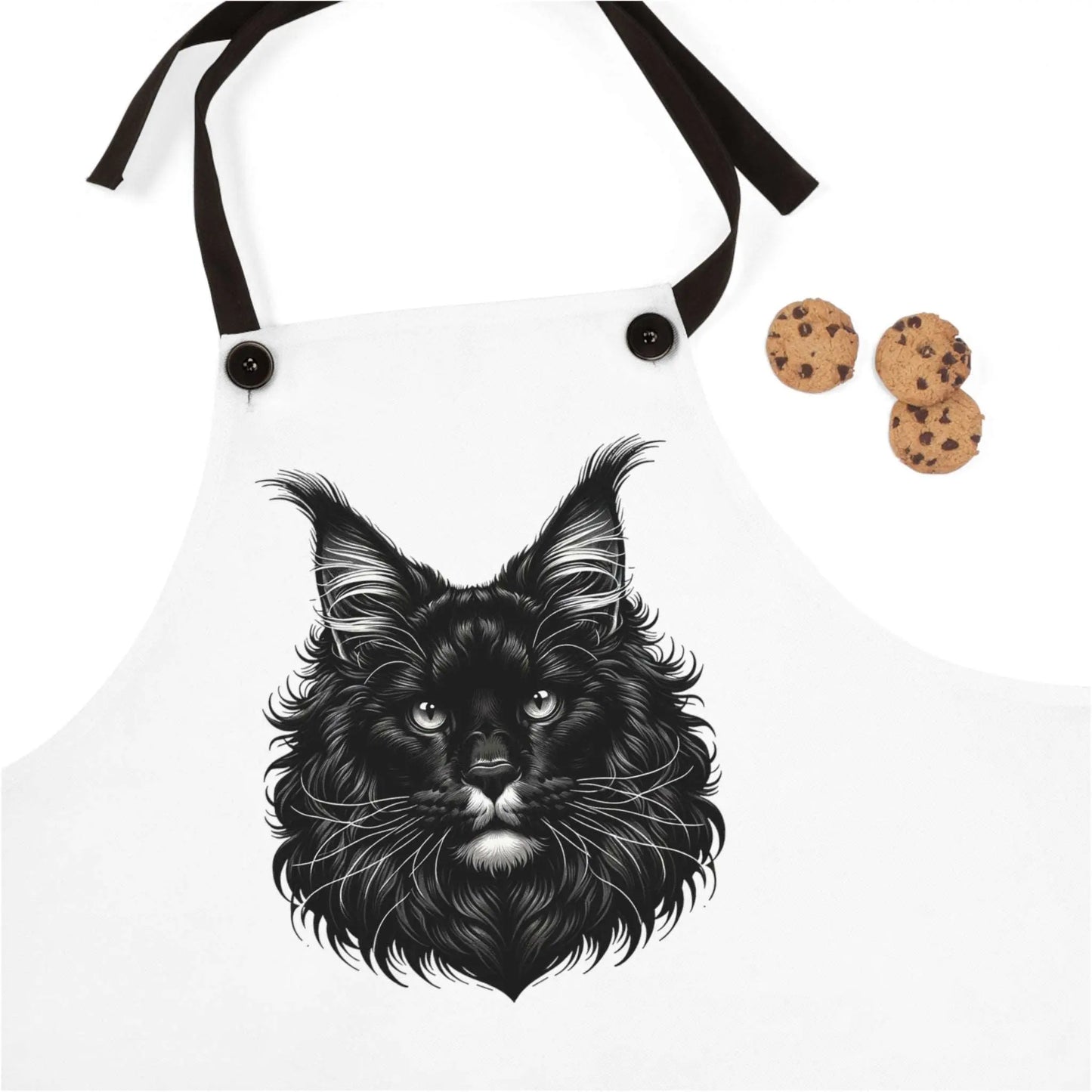 Maine Coon Cat - Apron - White Aron with Black Cat - Accessories