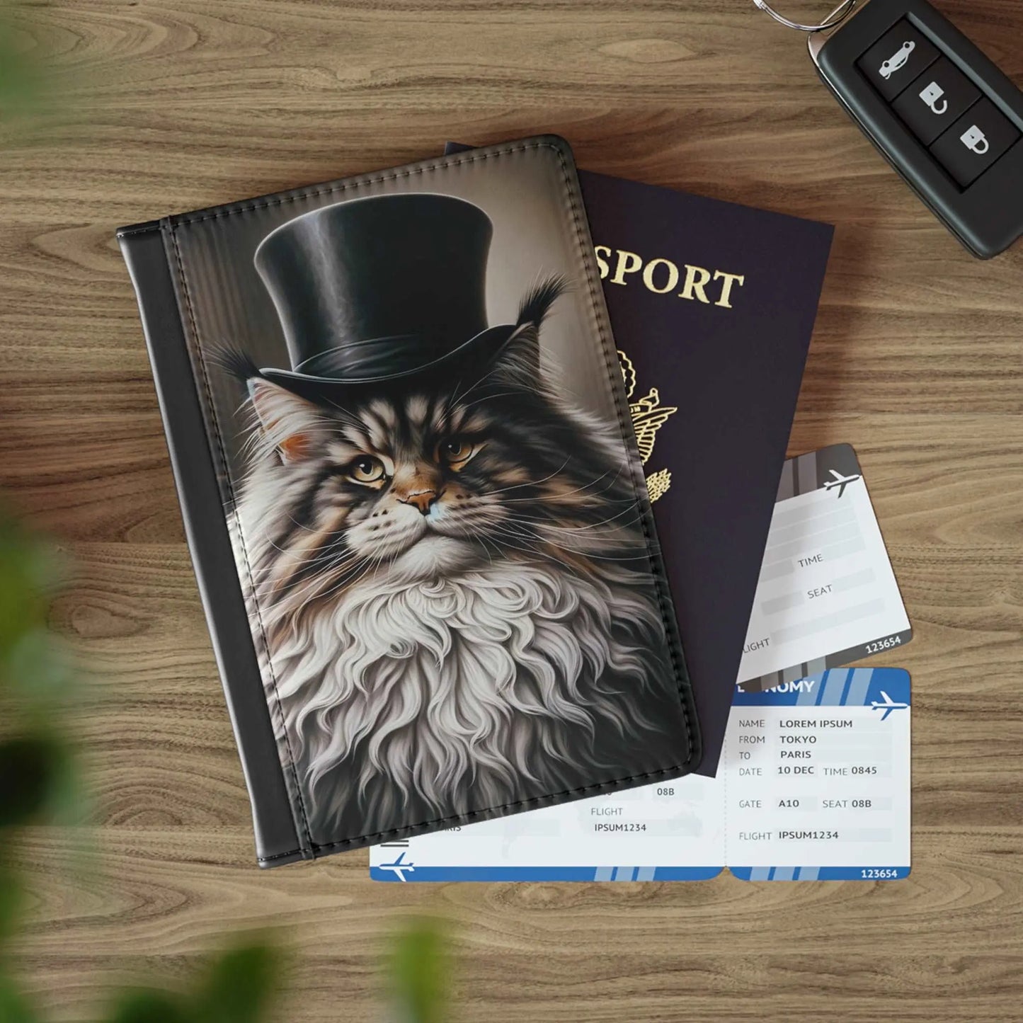 Maine Coon Cat in a Top Hat - Passport Cover - Accessories