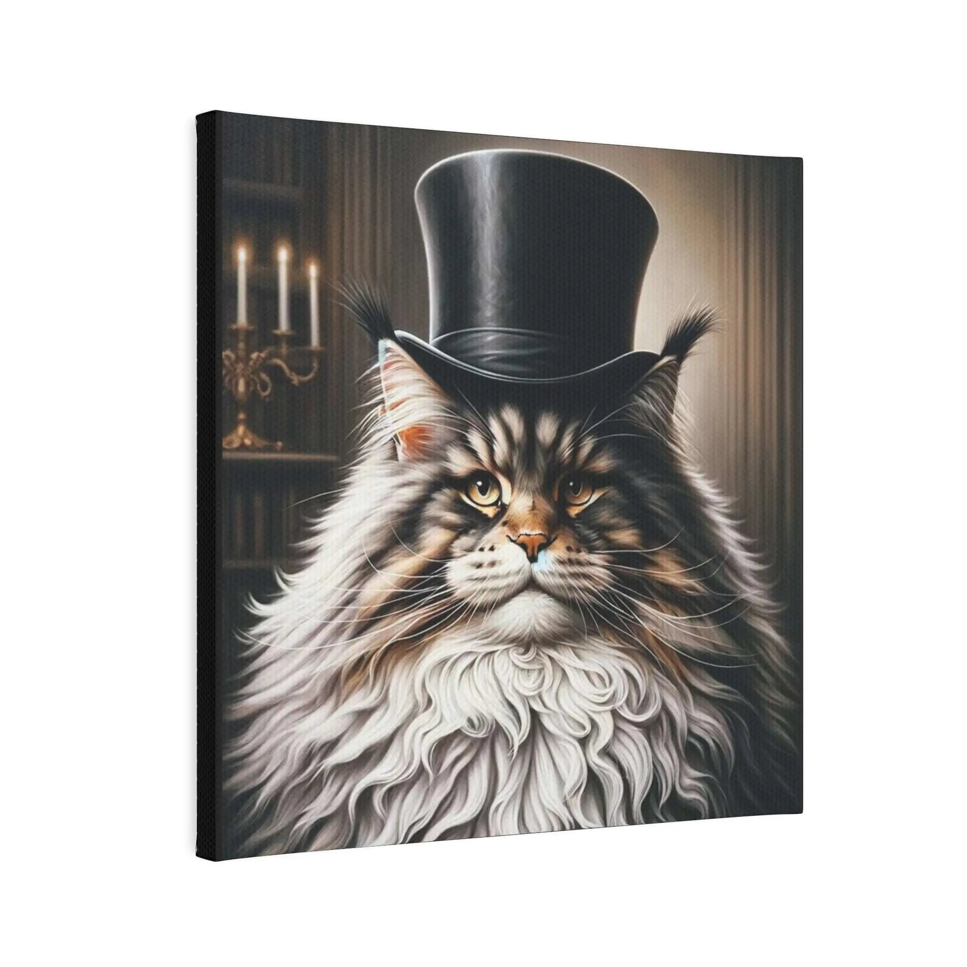 Maine Coon Cat in Top Hat - Wall Art Decor - Canvas