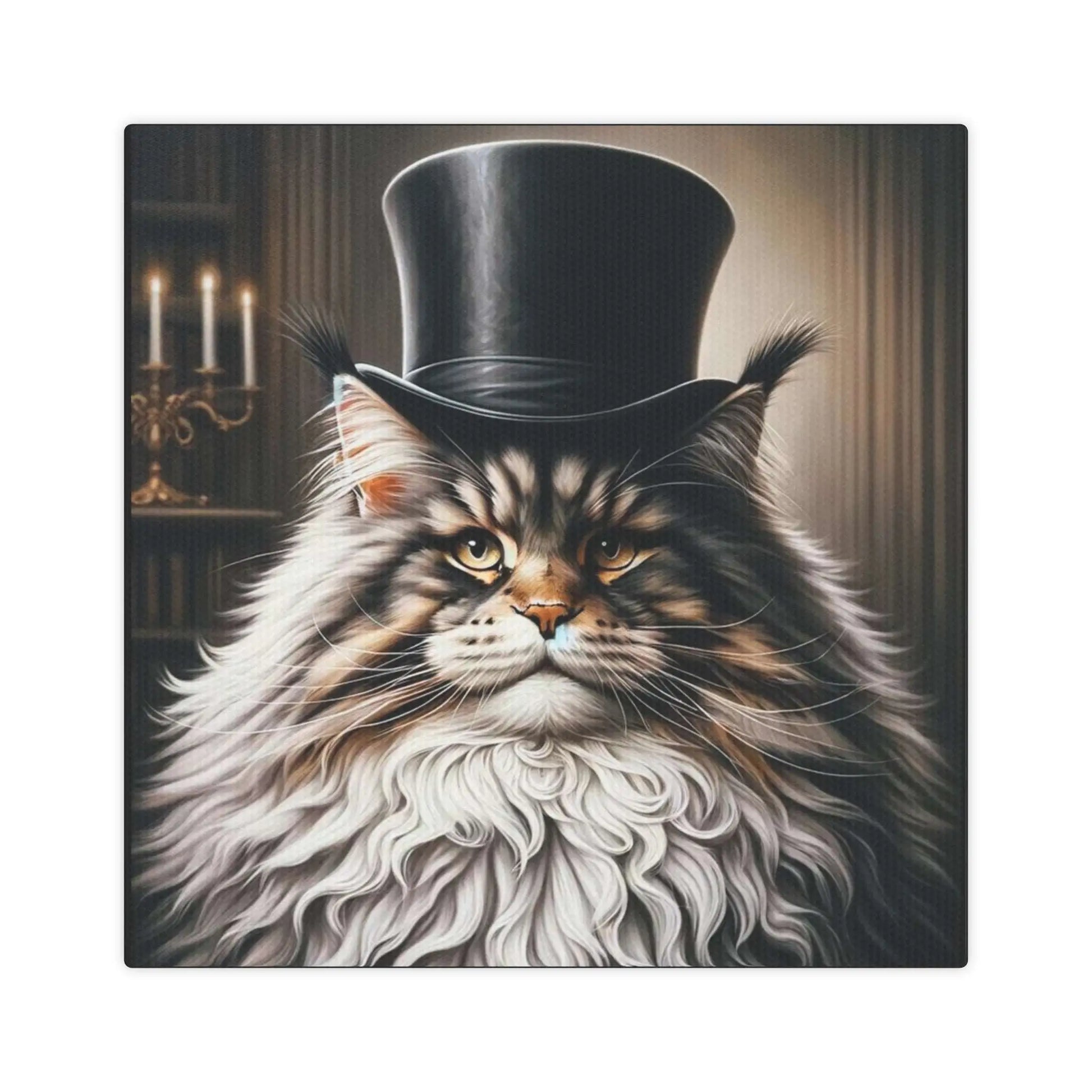 Maine Coon Cat in Top Hat - Wall Art Decor - Canvas