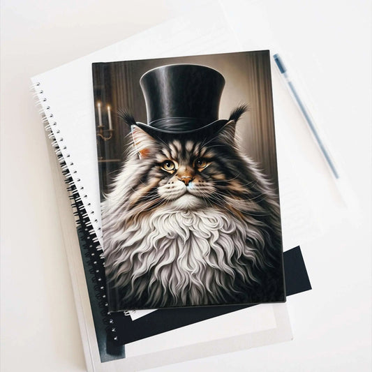 Maine Coon in a Top Hat - Blank Journal - Hard Cover Notebook - Paper products