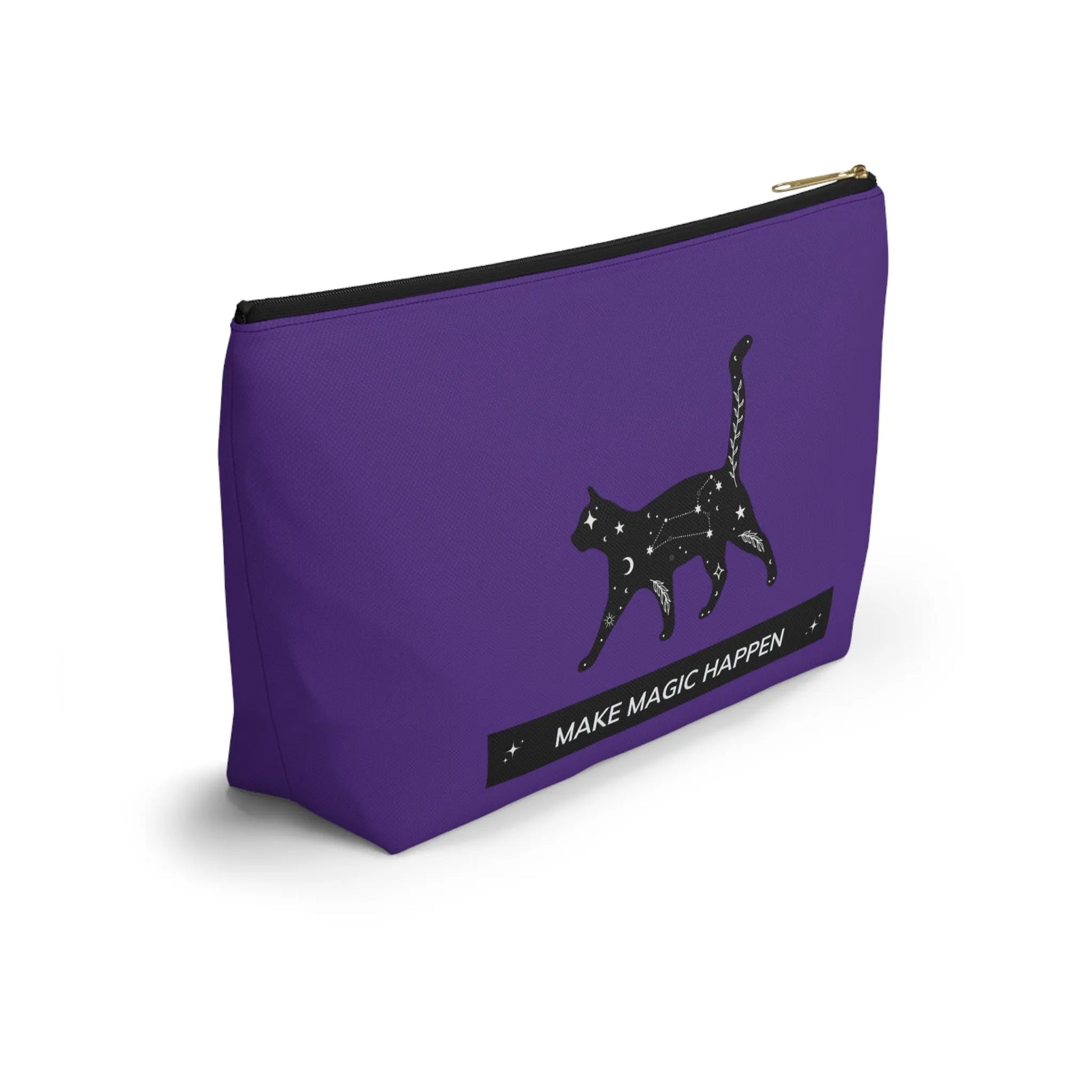 Make Magic Happen - Accessory Pouch - Black Cat - Purple Bag - Bags